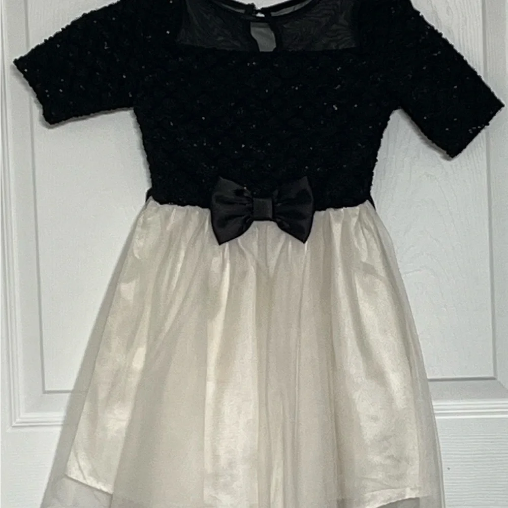 Lilt Elegant Black and Ivory Girls Dress with Bow - Picture 1 of 2